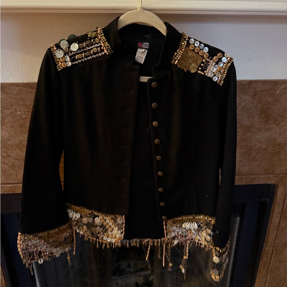 Chic Embellished Black Blazer